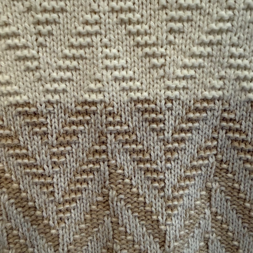 JM Collection Cream & Brown Chevron Pattern Cardigan, Long Sleeve, Size Medium - Picture 5 of 11
